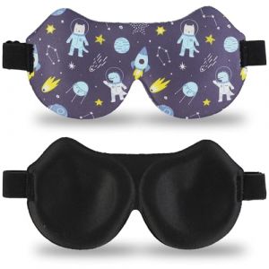 Yemiany Masque de Nuit, Masque de Nuit Enfant, Masque Nuit Sommeil, Bandeau Yeux Sommeil, Masques de Sommeil 3D Avec Sangle Réglable, Animal Astronaute (YemWzs, neuf)