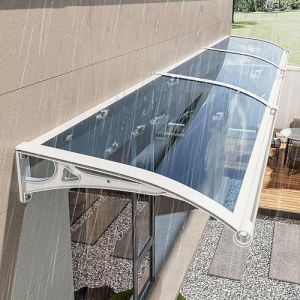 Dtyubfg Marquise De Porte Exterieur Largeur 60 80 90 100 120cm Auvent De Porte D'entr&eacute;e, Marquise Solaire Abri Banne avec Support en Aluminium, Terrasse Toit Abri Protection (guangmao shop, neuf)