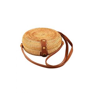 Ulisty Petit Rond Sac en rotin Mini Cercle Fait Main Panier Paille tissé à la Main d'été Sac d'épaule bandoulière pour Femmes/Filles (howoo, neuf)