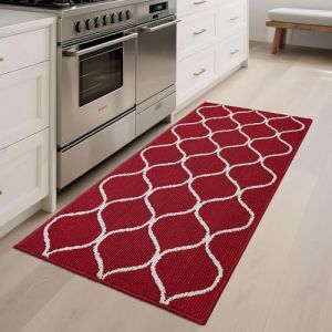 COSY HOMEER Tapis de Cuisine Antid&eacute;rapant, 60 x 120 cm Tapis de Cuisine Devant Evier, Anti-salissures, Lavable en Machine pour Cuisine, Buanderie, Entr&eacute;e, Couloir, Rouge (COSY HOMEER, neuf)