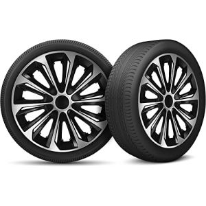 Moltico Enjoliveur - Set de 4 Universel Enjoliveurs - Adapt&eacute; &agrave; Toutes Roues en Acier - Enjoliveurs pour Auto - Anneau de S&eacute;curit&eacute; R&eacute;glable - 14 Pouces - Argent (Moltico-Shop, neuf)