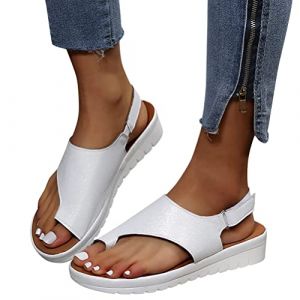 Minetom Tong Femme Sandale Orthopedique Mules Compensees Ete Confort Chaussons Chaussure De Plage A Argent 37 EU (B.W.S KIT, neuf)