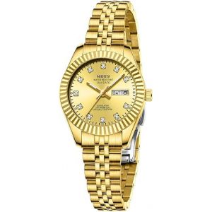 NIBOSI Montre analogique à quartz pour femme - Cadran en acier inoxydable avec jour et date - Lumineux - Étanche - Classique - Luxe - Diamant - Élégante robe - Pour les petits poignets, or (NIBOSI Watch Official Store UK, neuf)