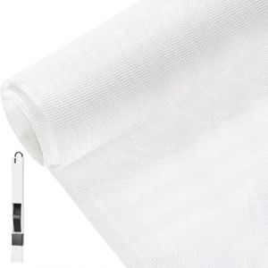 BUZIFU Moustiquaire au mètre - En fibre de verre - 130 x 150 cm - Avec brosse de nettoyage de fenêtre - Protection contre les moustiques - Résistant aux UV - Pour fenêtres et portes - Blanc (shenkaide, neuf)