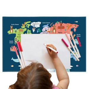 Sous-main de bureau – Motif carte du monde de dinosaures de l'espace de dessin animé, décoration de bureau imperméable pour , accessoires scolaires, tapis de souris de bureau pour et (eipusalt, neuf)