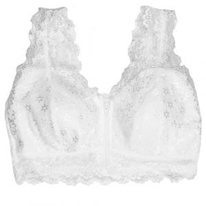 Soutien-Gorge De Mastectomie en Dentelle Sexy Fermeture Éclair sur Le Devant Post-Chirurgie Soutien-Gorge Chirurgical sans Fil avec Poches for Prothèse Mammaire Lingerie (Color : White, Size : XXXXL (Xiaoweini, neuf)