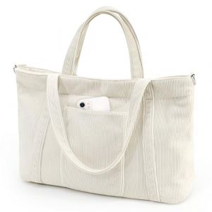 Yamobi Sac de plage beige avec fermeture &eacute;clair, grand cabas shopper pour femmes, sac de plage en toile XXL avec fermeture &eacute;clair, sac &agrave; main bandouli&egrave;re pour le travail, voyages, &eacute;cole (DOZRRA, neuf)