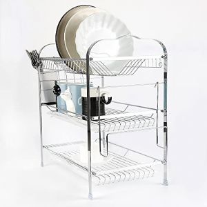 LANTUS &Eacute;gouttoir Vaisselle INOX &Agrave; 3 Niveaux,Egoutoire Vaisselle Cuisine avec Porte-Gobelet et Couteau et Fourchette Porte-Baguettes,&Eacute;tag&egrave;re &agrave; Couverts pour &Eacute;goutter et Ranger La Vaisselle (Hechheu, neuf)