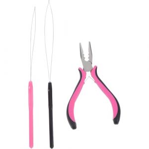 DECHOUS Pince &agrave; Extensions de Cheveux Lot de 3 en Alliage de Nickel-fer, Outil Pr&eacute;cis pour Application D&rsquo;extensions, Support M&eacute;tallique Compact, Adapt&eacute; &agrave; Divers Types D&rsquo;extensions, Usage (Delicious.C, neuf)