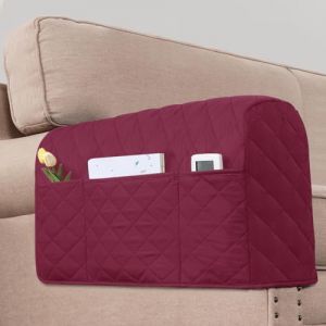 KPPKOU Lot de 2 housses d'accoudoirs r&eacute;sistantes &agrave; l'eau pour fauteuils et canap&eacute;s avec 3 poches pour t&eacute;l&eacute;phone, canap&eacute; &ndash; Protection pour accoudoirs pour animaux de compagnie, chats (rouge vin) (wanglykl, neuf)