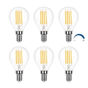 Ampoule LED Globe E14 Dimmable Blanc Chaud 2700K 400 Lumen, AC 230V, G45 E14 LED 4W Équivalent E14 40W incandescence, Ampoule Décorative E14 Globe LED Petite pour Lustre, lot de 6 (ZHENWEN, neuf)