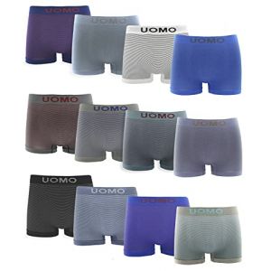 Channo Boxer sans Coutures pour Homme &agrave; Rayures Horizontales. sous-v&ecirc;tements en Microfibre &eacute;lastique. Lot de 12 Boxers. Taille XXXL (CHANNO, neuf)