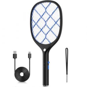 YISSVIC Raquette Electrique Insectes, 4000 V Raquette Anti Moustique Electrique Tapette à Mouches Rechargeable avec Lumière LED et Lanièrè Lutte Contre Moustiques Mouches Insectes Volants, Noir (HARKALY BINA Kft., neuf)