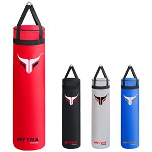 Mytra Fusion Sac de Frappe Suspendre Sac de Frappe Adulte pour MMA, Muay Thai, Boxe, entraînement de karaté Non rempli Sac de Boxe Disponible avec 2 Tailles 4FT et 5FT (Red, 4FT) (farabi sports, neuf)