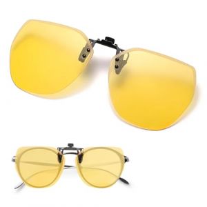 Clip Lunettes Conduite de Nuit, Lunettes de Vision Nocturne Verres Jaunes Polaris&eacute;s Anti-&Eacute;blouissement Ultra l&eacute;ger Clip Lunettes de Soleil pour Hommes Femmes Unisex Conduite Outdoor Sports (ShengXingMingHui, neuf)
