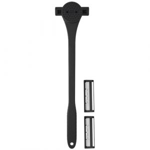 Rasoir de dos pour homme, outil de toilettage 2 en 1, poignée ergonomique multi-angle, tondeuse à cheveux et masseur, design à double usage, conçu avec des couteaux en acier inoxydable, 46 x 8,1 cm (YihuoRiqie, neuf)