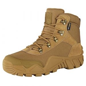 FREE SOLDIER Chaussures de Randonnée Hommes Bottes Militaires de Haut-Niveau Bottes Tactiques de Combat Mid High Chaussures à Lacets Tout Terrain Souliers(Brun,41EU) (Free Soldier, neuf)