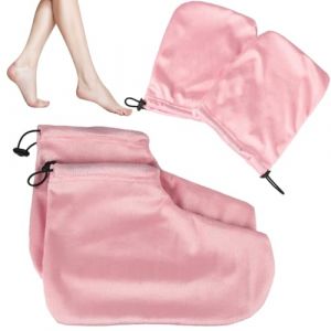 4Pcs / Set Mitaines et chaussons de cire de paraffine Gants cire paraffine &agrave; &eacute;tanch&eacute;it&eacute; r&eacute;glable Gants pieds en peluche douce pour les mains et les pieds Spa Cover Spa.. (Xoulovepe, neuf)