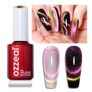 Ozzeal Vernis Semi Permanent Magnétique, 15ML Rose Et Orange Cat Eye Gel Nail Polish Pailleté Printemps Été Vernis Gel UV Diamond Shimmer Sparkle Vernis À Ongles Gels Soak Off UV Led (Ozzeal, neuf)