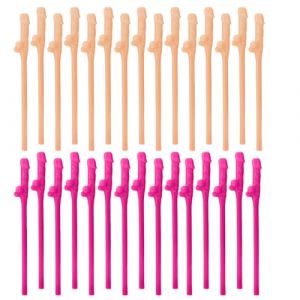 KEQAR 30 Pailles Réutilisables, Lot de Pailles en Plastique Réutilisables, Pailles de Fête pour Boissons Amusantes, Cocktail pour Fête, Anniversaire, Mariage, Fête (Rose et couleur chair) (APENGPENG, neuf)