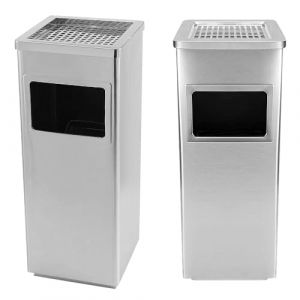 HUOLE Poubelle à Cendrier d'Hôtel Poubelle de Recyclage Ordure Déchet Extérieur Ecole Unité Bureau Restaurant Hôpital-Argent (2 PC) 30 * 24 * 60cm-48L (Hechheu, neuf)