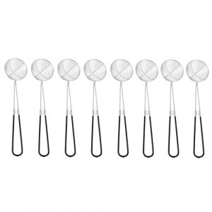 Ashuxxn Lot de 8 Acier Inoxydable Spider Passoire Pot Ecumoire Inox avec Poignée Longue Écumoire avec Silicone Poignée Cuillère à Passoire Écumoire à Mailles Fines avec Poignée Longue (Noir) (Ashuxxn, neuf)