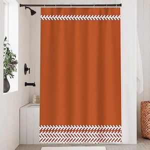 Uiiooazy Rideau Douche Terracotta, Rideau de Douche Boho Blanc Orange Bohème Rideau de Baignoire Anti Moisissure Imperméable Tissu Polyester Lavable Rideau Salle de Bain avec 8 Crochets 120Lx180Hcm (dongguibinjingpinxiaodianpu, neuf)