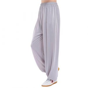 MESHIKAIER Grande Taille Super Doux Sarouel Femme en Modal - Pantalon Yoga Harem Bouffant pour Sport Jogging Danse - &Eacute;lastique et Extensible (3XL, Gris Clair) (MEISIKAIER, neuf)