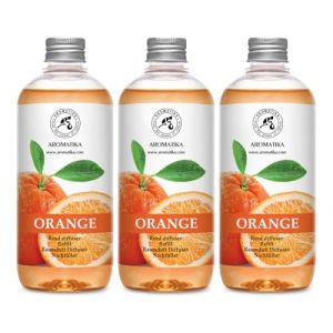 Recharge Diffuseur de Orange Set 3x500ml - Huile Essentielle de Orange - Desodorisant Maison - Fragrance Fraîche et Durable - Aromathérapie - Restaurant - Boutique - Reed Diffuseur Refill Orange (AROMATIKA trust the power of nature, neuf)