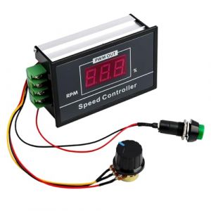 Contrôleur de Vitesse de Moteur PWM DC 6-60V, Variateur de Vitesse, Régulateur de Contrôle de Moteur à Affichage Numérique, Potentiomètre Réglable, Bornes à Vis, Compatible 12V 24V 36V 48V, 30A (XianYuanLian, neuf)
