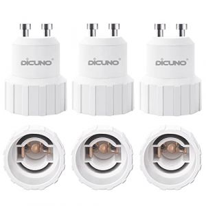 DiCUNO GU10 vers E14 Adaptateur de culot de lampe, Convertisseur de GU10 a E14 pour lampe LED/incandescence/halog&egrave;ne/CFL, 60W, 250V, R&eacute;sistance max &agrave; la chaleur 125&deg;, 6 Pi&egrave;ces (DiCUNO EU Direct, neuf)