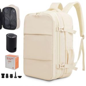 KINGSLONG Sac &agrave; Dos de Voyage: Sac a Dos Sous Vides Sac &agrave; Main pour Avion pour Femmes et Hommes Sac &agrave; Dos Pour Ordinateur Portable 17,3 Pouces Sac de 33L &eacute;tanche Avec Pompe Beige (KINGSLONG, neuf)