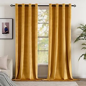 EMEMA 2 Panneaux Doux Velours Rideau Occultant Thermiques Réglage de la Température Rideaux à Oeillets pour Chambre Salon Élégant Décoration 140 x 175 cm Orange (EMEMA HOME, neuf)
