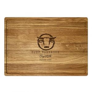 LOOXIS planche &agrave; d&eacute;couper personnalis&eacute;e avec nom - ch&ecirc;ne, planche &agrave; steak, planche &agrave; servir, planche &agrave; charcuterie (id&eacute;e cadeau pour emm&eacute;nagement, anniversaire, f&ecirc;te des p&egrave;res) - Motif 1 (LOOXIS, neuf)