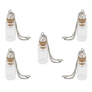 Mini bouteille en verre avec bouchon en liège pendentif fiole bricolage décoration 1ml transparent (WenLiLiShangPuZi, neuf)