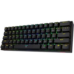 Redragon K630 Dragonborn 60% Clavier de Jeu RVB Filaire, 61 Touches Clavier mécanique Compact Support de Pilote Pro (Noir-Interrupteur Bleu) (Radioddity France, neuf)