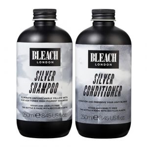 (Lot de 2) Eau de Javel London Argent Shampooing X 250 ml et eau de Javel London Argent Conditioner X 250 ml (Bleach London, neuf)