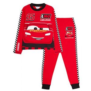 Disney Cars Pyjamas pour enfant Lightning McQueen Ensemble complet de déguisement de pilote de course Pjs Vêtement de nuit, Rouge, 6-7 ans (Lora Dora, neuf)