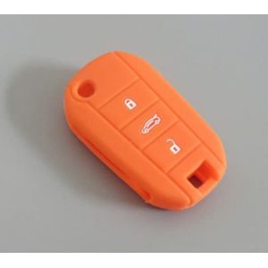 Coque de Cl&eacute; Compatible avec Citro&euml;n C2, C3, C4 Aircross, C5, Cactus, Peugeot 508, 208, 308, 2008, 3008 - Silicone Doux - 3 Boutons - Porte-cl&eacute;s - Protection T&eacute;l&eacute;commande Auto (Orange) (Car_Passion2013, neuf)