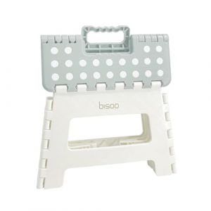 Bisoo Tabouret Pliant - Marche Pied Enfant - Tabouret Pliable Portable en Plastique - Marche Pied Pliable pour Salle de Bains et Cuisine - Sûr et Pratique pour Filles & Garçons - 22 cm Gris Sauge (Bisoo LLC, neuf)