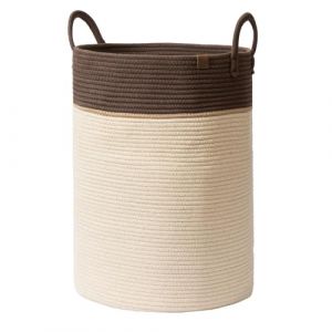 LA JOLIE MUSE Panier Tress&eacute; En Corde De Coton - Panier En Coton Haut, Panier &Agrave; Linge Pour Couverture, Jouets Pour Enfants, Panier &Agrave; Linge Pour Chambre D'Enfant, Avoine, 72 Litres (Abode Charm, neuf)