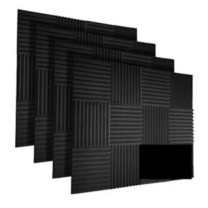 Mousse Acoustique Lot de 48 panneaux acoustiques en mousse 30 x 30 x 2,5 cm, for studio, isolation phonique, panneaux muraux(48 Black) (luozhibaihuo, neuf)