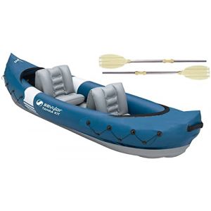 Sevylor Tahaa Kit kayak avec pagaies, cano&euml; gonflable 2 pers, kayak gonflable avec ext&eacute;rieur en PVC, sangles de serrage pour les sacs, conception &agrave; cloisonnement pour une grande stabilit&eacute; sur l&rsquo;eau (Gobbo, neuf)
