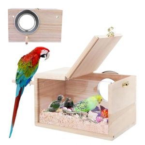 Boîte d'Élevage Transparente pour Oiseaux Nid pour Perruche :Boîte d'Élevage en Bois pour Perruches Bois Massif Cage d'Élevage pour Perroquets Boîte de Reproduction pour Oiseaux Maison d'oiseaux (2222BUY, neuf)
