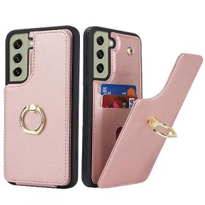 SailorTech Coque pour Samsung Galaxy S21 FE &Eacute;tui avec Porte-Carte de cr&eacute;dit pour Femmes, Etui pour Samsung S21 fe Anneau de Support avec Fentes pour Cartes &Eacute;tui &agrave; la Mode-Or Rose (Sailor-Tech, neuf)