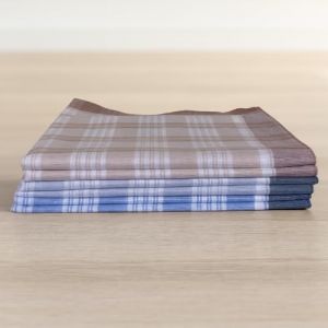 Alpes Blanc - Lot de 6 mouchoirs de Travail quadrill&eacute;s Bleu, Gris et Orange 50x50 cm - 100% Coton, Doux, absorbants et &eacute;cologiques (alpes blanc, neuf)