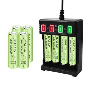8PCS 1.2V 700mAh Ni-CD AAA Batterie et Chargeur USB Adapt&eacute; pour Microphone sans Fil, Jouet &eacute;lectrique, Souris RC, Calculatrice, Rasoir, Clavier, Appareils m&eacute;nagers, Lumi&egrave;re Solaire (FengYun Store, neuf)