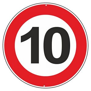 Vitesse maximale 10 Km Horaires signalisation routière panneau en aluminium métal rond épais 3 mm pour extérieur Ø 30 (vitesse maximale 10 Km Heures) (Pubblimania, neuf)