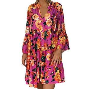 Robe Morgan Femme été Chic Grande Taille Bohème Et Glamour Imprimé Dress Sexy Bretelle Courte Loose Sans Manches Noir Blanc (BAULMD（90% Big Promotion Without Discount Code ）, neuf)