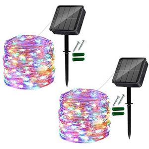 Useber [Lot de 2] Guirlande Lumineuse Ext&eacute;rieur Solaire,12M 120 LED Guirlande Guinguette Ext&eacute;rieure Etanche D&eacute;coration Lumi&egrave;re pour Jardin,Balcon,Terrasse,Mariage,No&euml;l,F&ecirc;te (Color&eacute;) (Coolwit Tech, neuf)